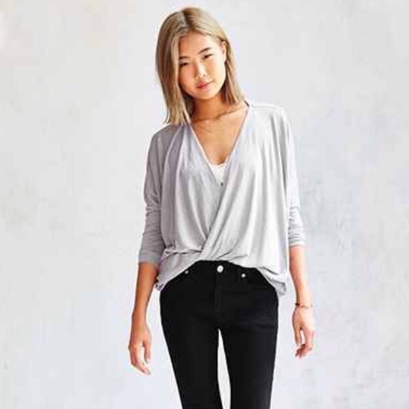 UO Silence & Noise Cream High Low Wrap Sweater - Picture 5 of 6